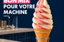 Illustration — le bon mix pour votre machine, avec un cornet de glace italienne rose et blanche