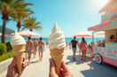 Image de cônes de glace italienne yogourt avec un délice crémeux et un mix à glace