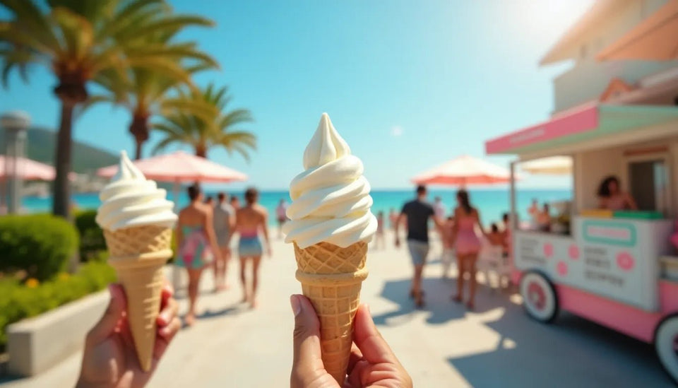 Image de cônes de glace italienne yogourt avec un délice crémeux et un mix à glace