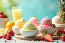 Ice cream scoops colorés représentant les délicieuses glaces italiennes maison