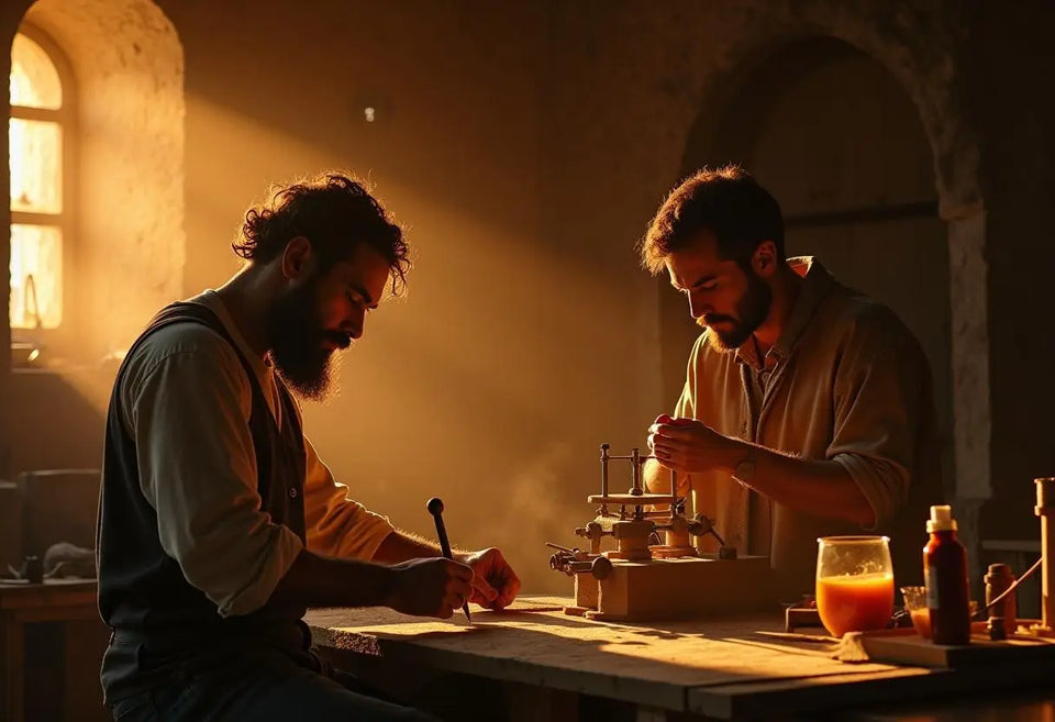 Deux hommes barbus, Philippe Debref et Luciano Debref, travaillent sur la glace italienne.