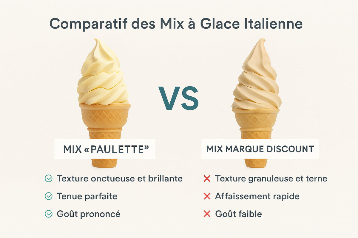 Comparatif entre le mix à glace Paulette et un mix discount : qualité, texture, rentabilité
