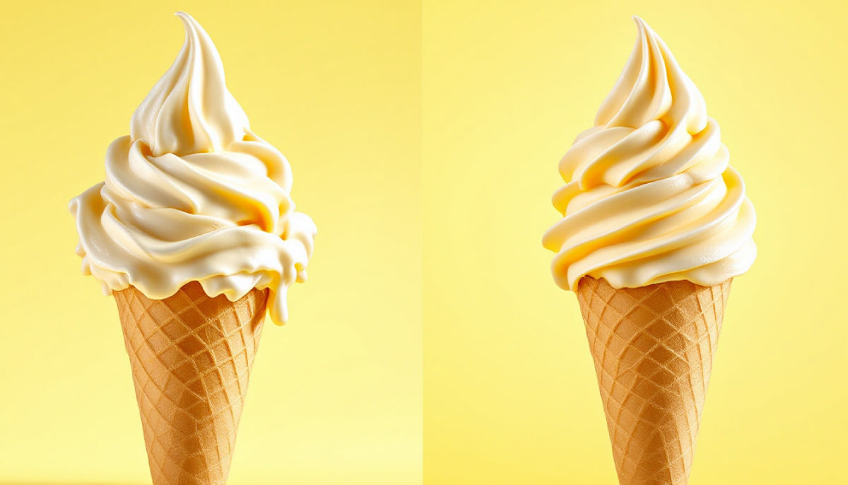 Comparatif entre une glace discount fondue et une glace vanille Paulette parfaite