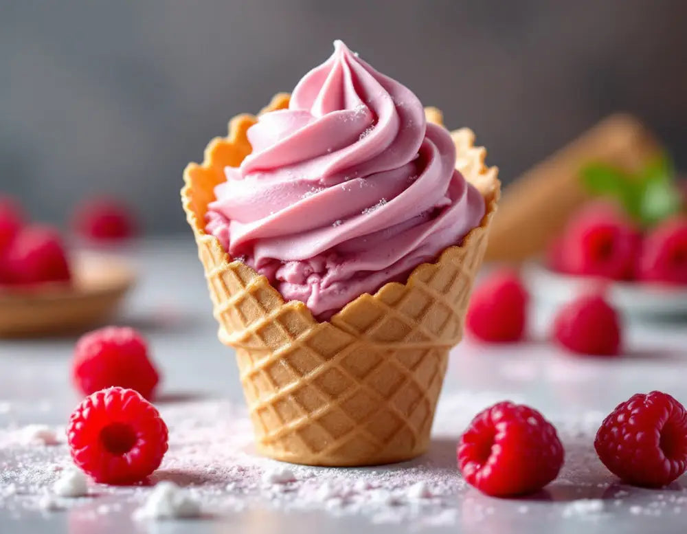 Cone de glace italienne à la framboise, mélange parfait pour machines soft-ice