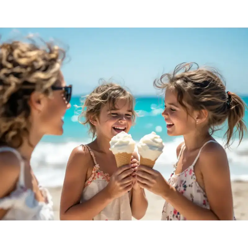 Famille souriante dégustant de la glace italienne onctueuse avec Gelmix