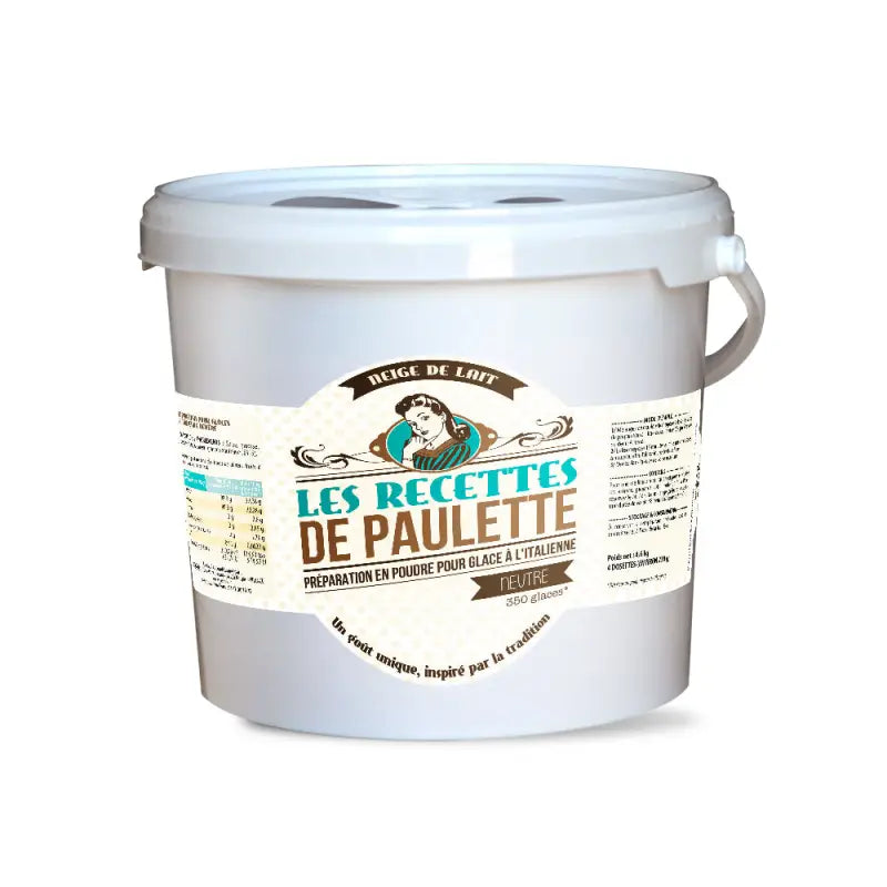 Seau en plastique blanc avec étiquette Les Perles de Paulette pour Mix Neutre Sundae