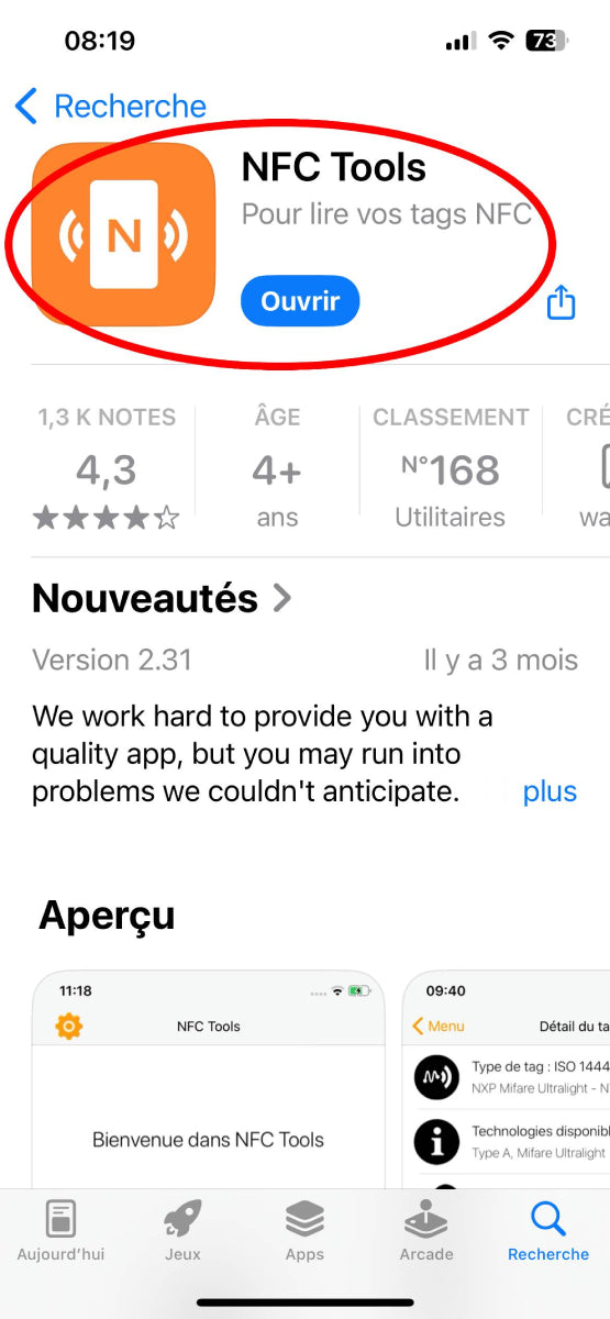 Application Gratuite NFC Tools