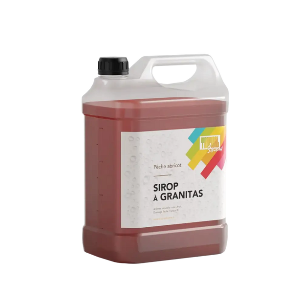 Bidon de 5 L de sirop pour granitas pêche abricot – Recettes de Paulette | Gelmix